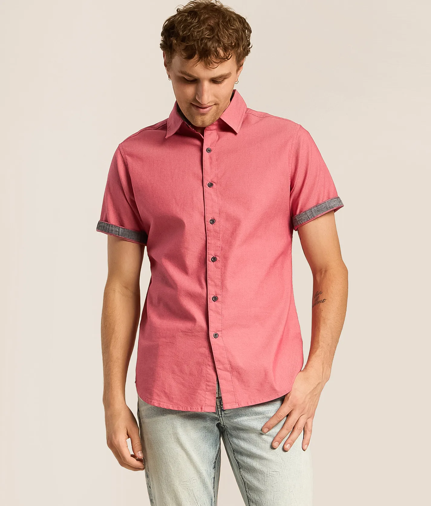 Departwest Standard Solid Stretch Shirt Raspberry Wine Online