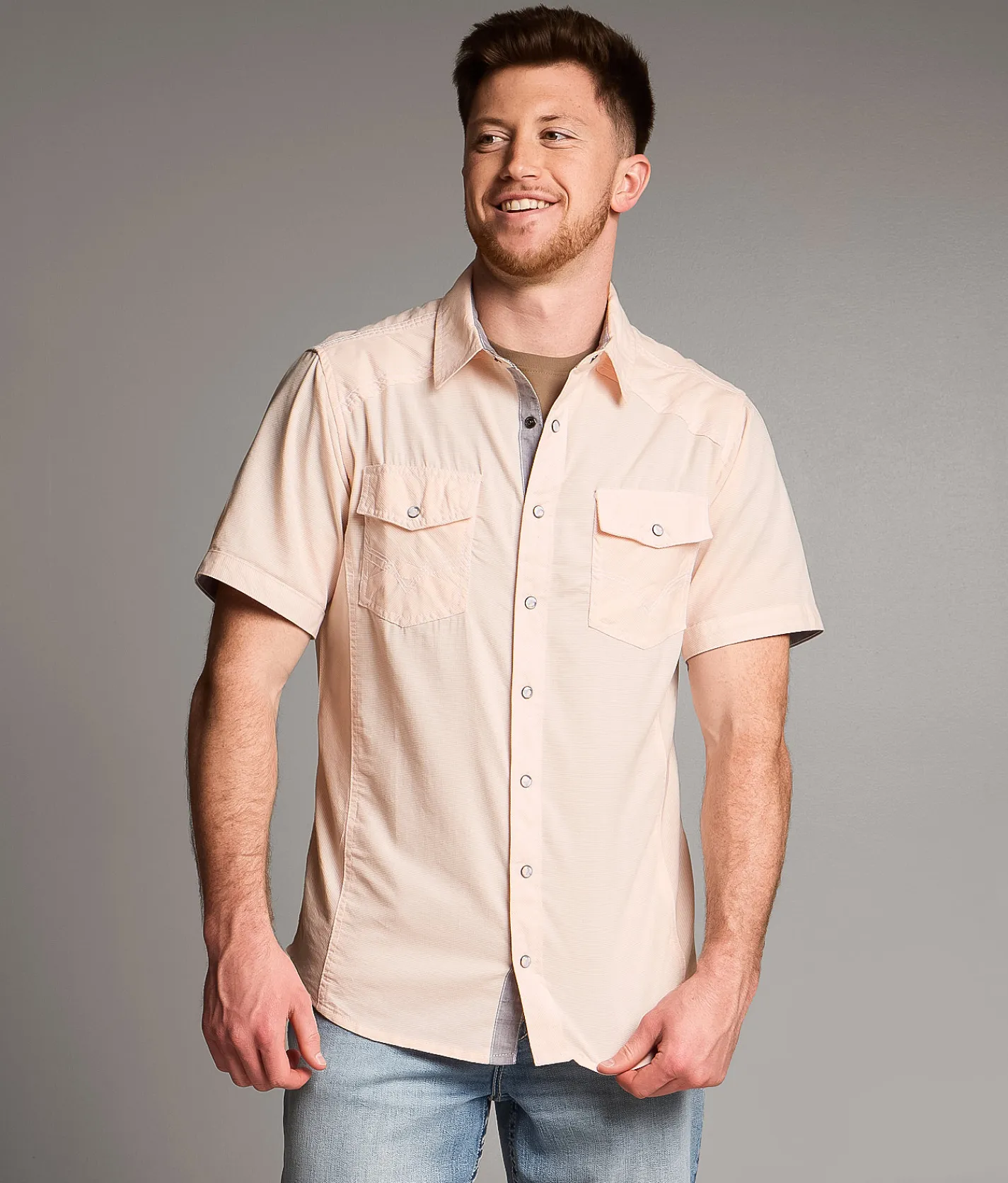 Tops | BKE Standard Stretch Shirt White Orange