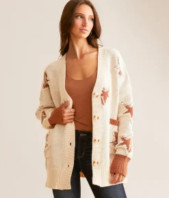 Tops | Sadie & Sage Star Cardigan Sweater Ivory and Brown