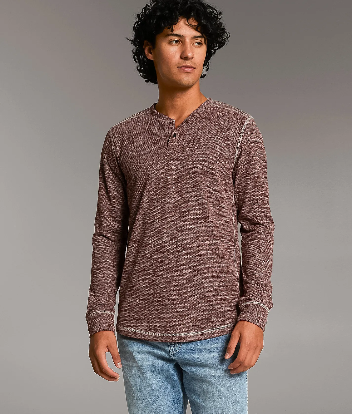 Tops | BKE Starling Knit Henley Burgundy