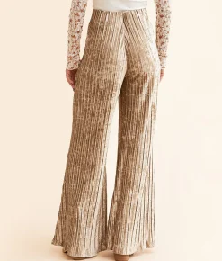 Free People Star Sign Velvet Flare Pant Champagne Sale