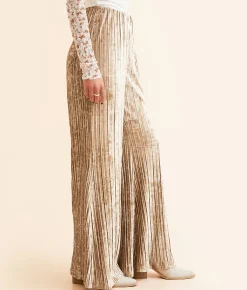 Free People Star Sign Velvet Flare Pant Champagne Sale
