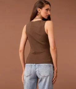 Tops | Sterling & Stitch Statement Buckle Tank Top Brown