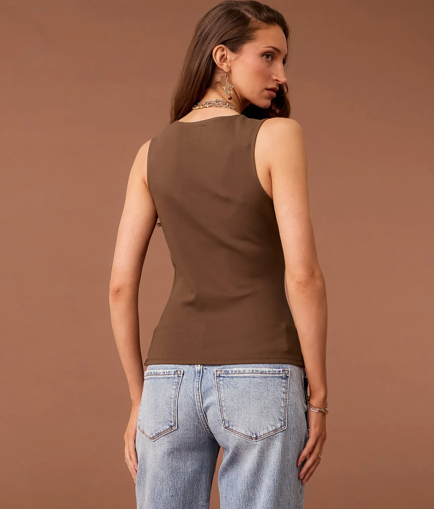 Tops | Sterling & Stitch Statement Buckle Tank Top Brown
