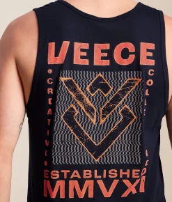 Veece Static Block Tank Top Navy Clearance