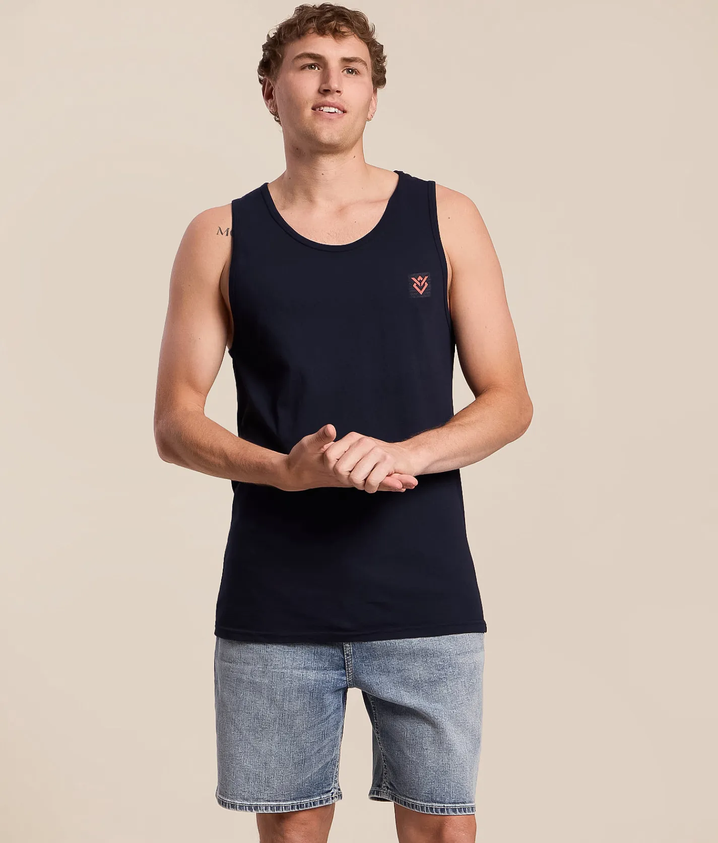 Veece Static Block Tank Top Navy Clearance