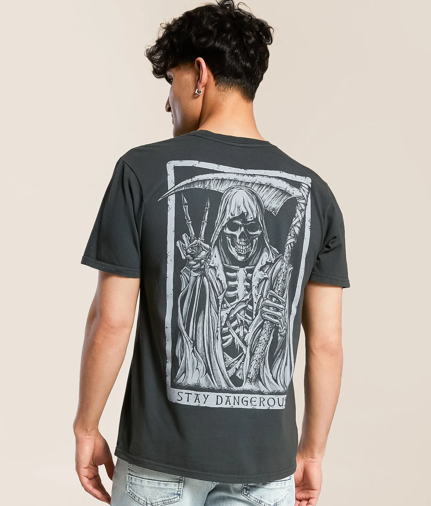 Howitzer Stay Dangerous T-Shirt Grey Pinstripe Clearance