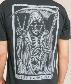 Howitzer Stay Dangerous T-Shirt Grey Pinstripe Clearance