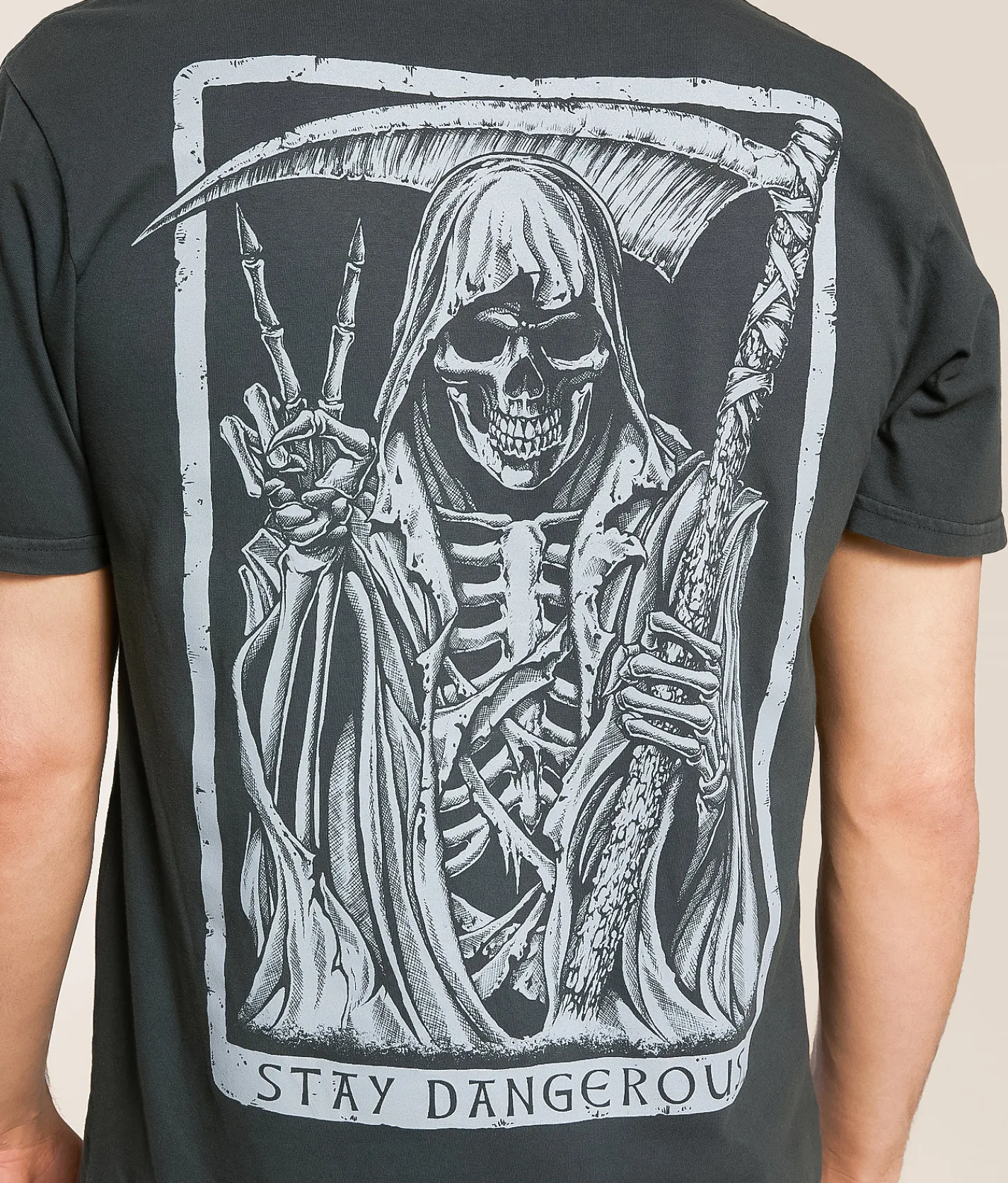Howitzer Stay Dangerous T-Shirt Grey Pinstripe Clearance