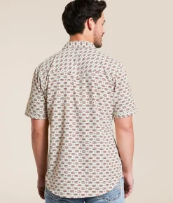 Tops | Gentry County Steer Athletic Performance Stretch Shirt Cream Blue Tan