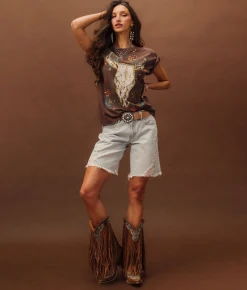 Sterling & Stitch Steer Oversized T-Shirt Washed Brown Online