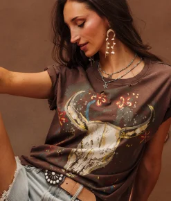 Sterling & Stitch Steer Oversized T-Shirt Washed Brown Online