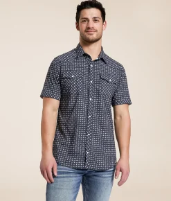 Gentry County Steer Standard Performance Stretch Shirt Black White Clearance