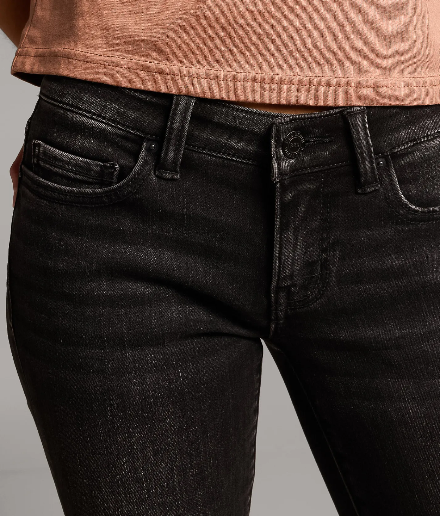 BKE Stella Cropped Straight Stretch Jean Washed Black Discount