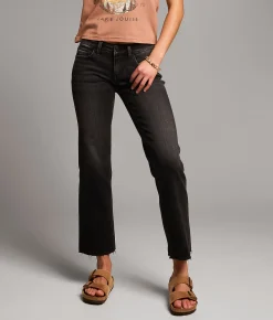 BKE Stella Cropped Straight Stretch Jean Washed Black Discount