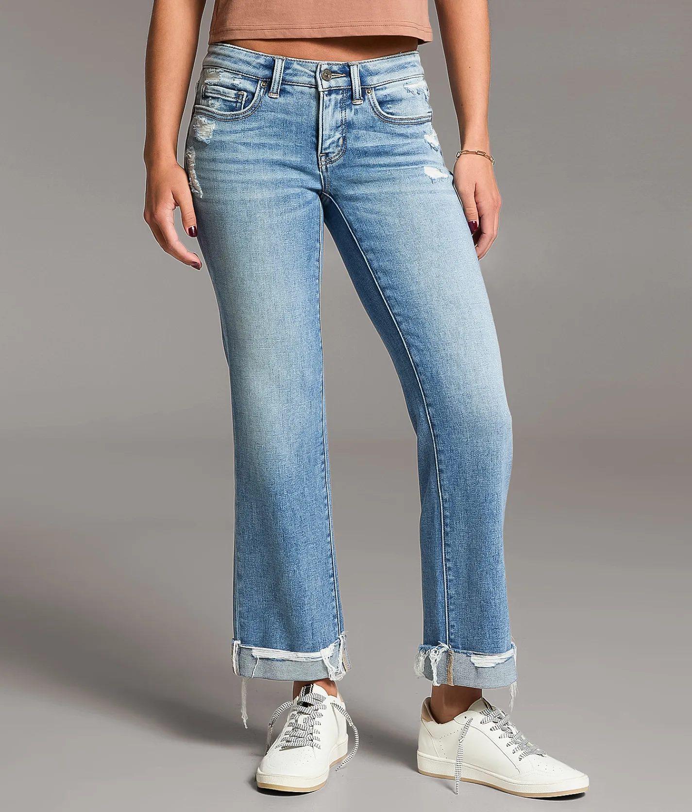 BKE Stella Cropped Straight Stretch Cuffed Jean Sims 5