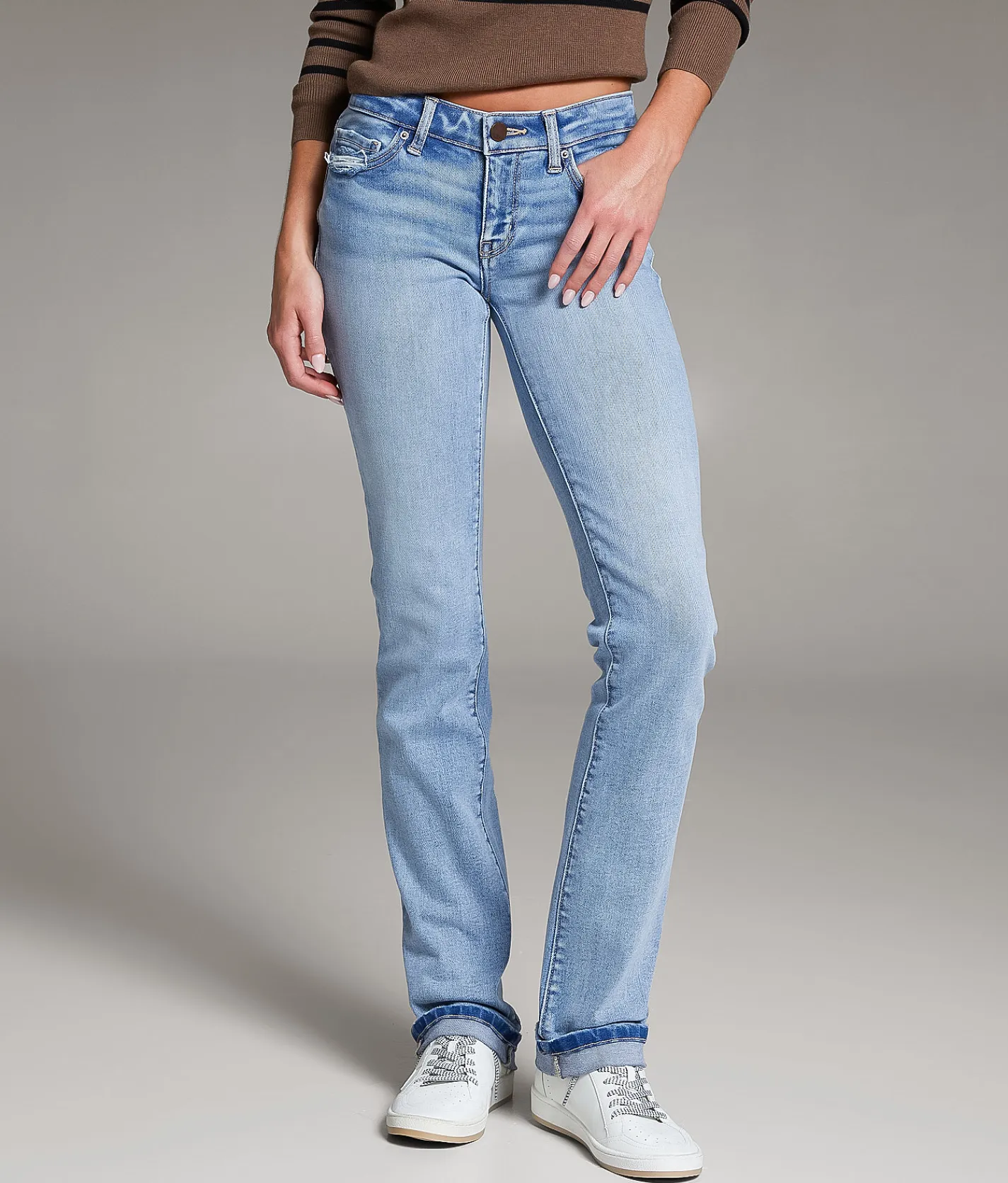 BKE Stella Straight Stretch Cuffed Jean Rumney Discount
