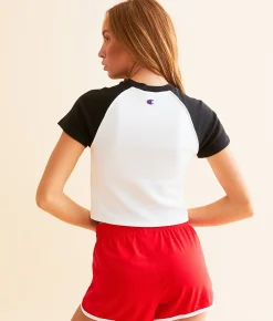 Champion® St. Elmo's High Baby Cropped T-Shirt White Black Sale