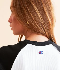 Champion® St. Elmo's High Baby Cropped T-Shirt White Black Sale
