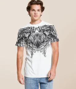 Affliction Step Of Honor T-Shirt Vintage White Sale