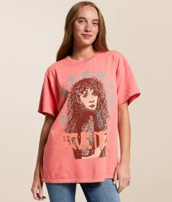 Tops | Merch Traffic Stevie Nicks Oversized Band T-Shirt Spiced Coral