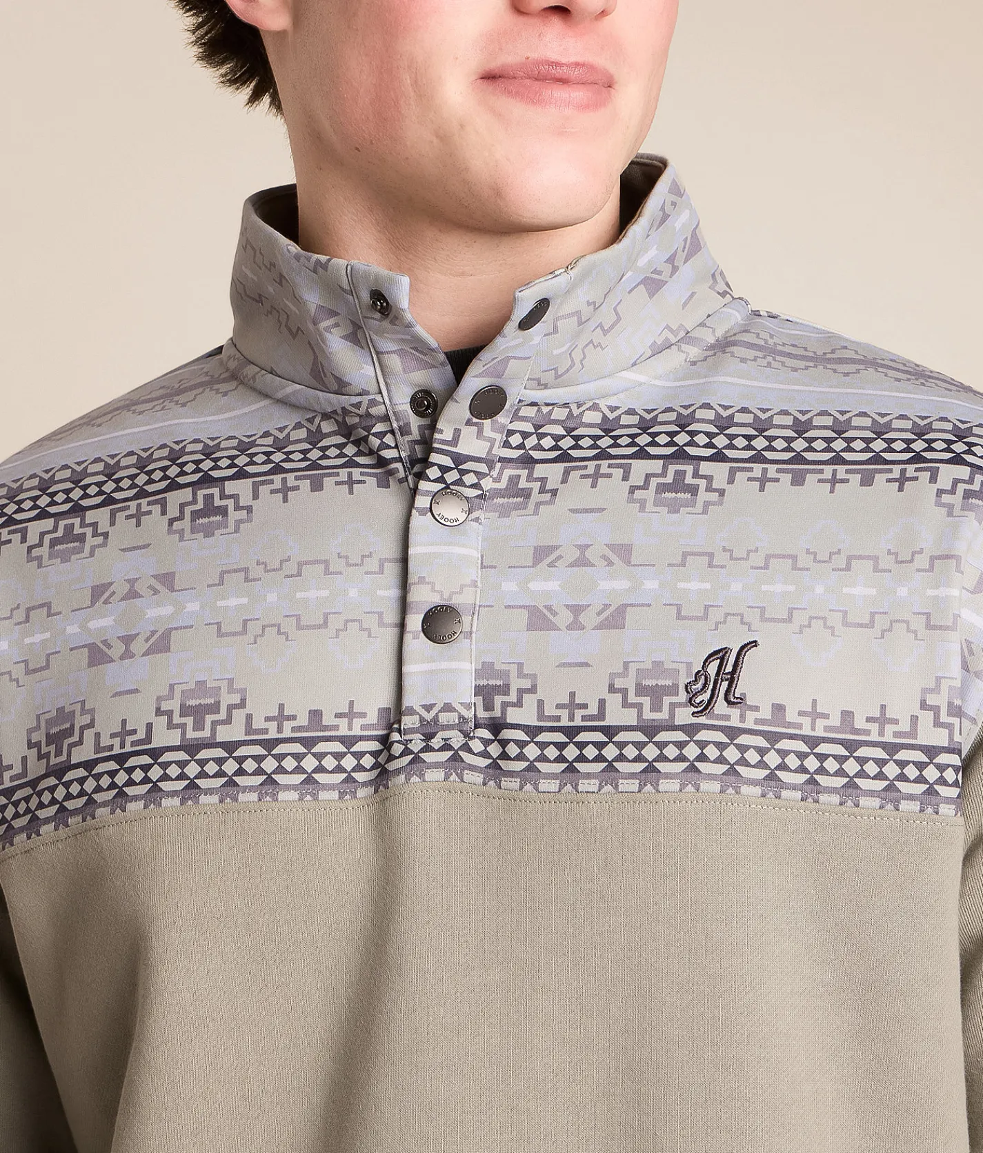 Tops | Hooey Stevie Quarter Snap Pullover Grey Aztec