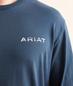 Graphic T-Shirts | Ariat Stipple Steer T-Shirt Blue Dusk
