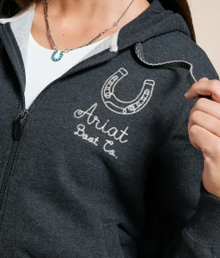 Tops | Ariat Stitched Hoodie Charcoal Heather