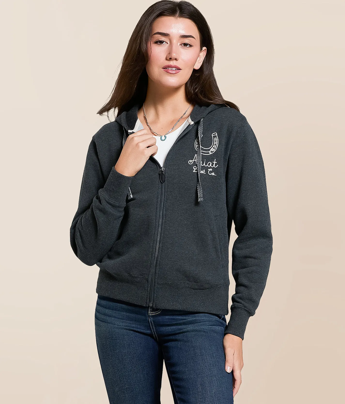 Tops | Ariat Stitched Hoodie Charcoal Heather