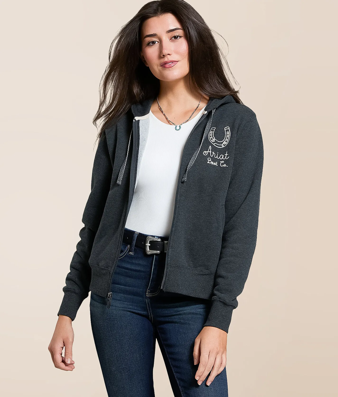 Tops | Ariat Stitched Hoodie Charcoal Heather