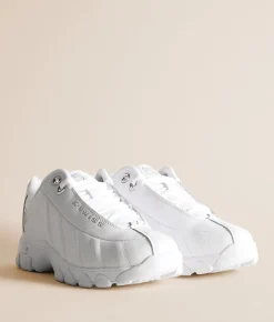 K-Swiss ST329 Leather Sneaker White Silver Silver Best