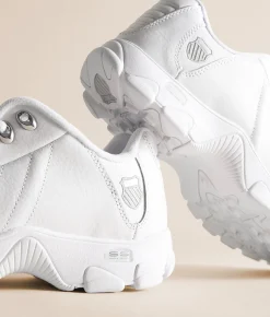 K-Swiss ST329 Leather Sneaker White Silver Silver Best
