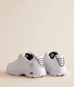 K-Swiss ST329 Leather Sneaker White Black Silver Hot