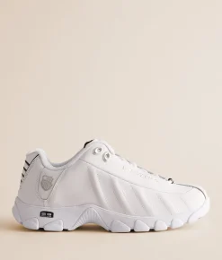 K-Swiss ST329 Leather Sneaker White Black Silver Hot