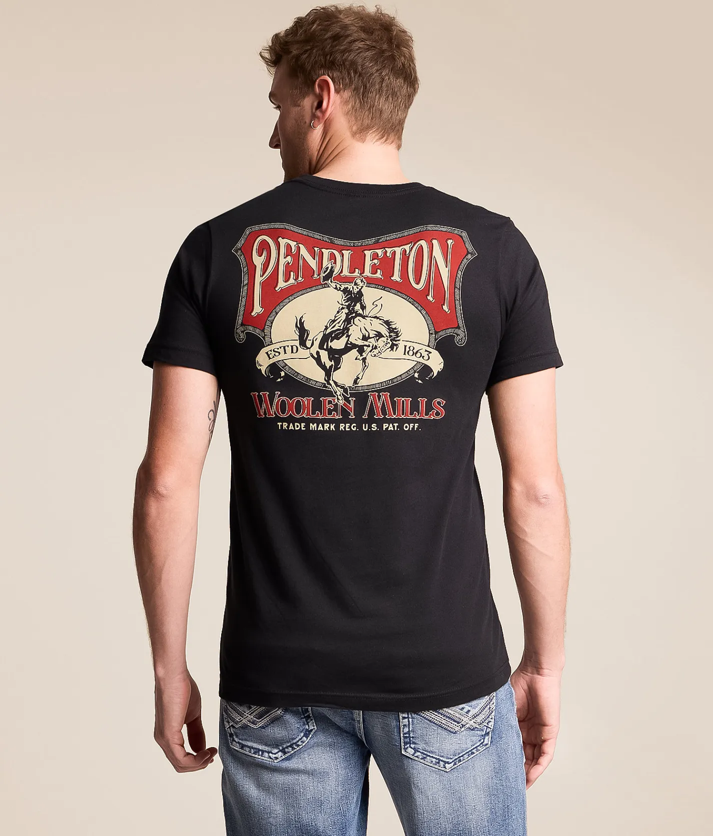Tops|Graphic T-Shirts | Pendleton Stockman Stamp Vintage T-Shirt Black Tan