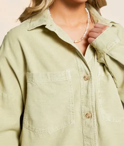 Billabong Stoked On You Twill Shirt Wasabi Clearance