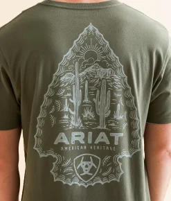 Ariat Stone Arrowhead T-Shirt Surplus Green Discount