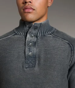 BKE Stonewash Quarter Snap Sweater Stratified Sea Outlet
