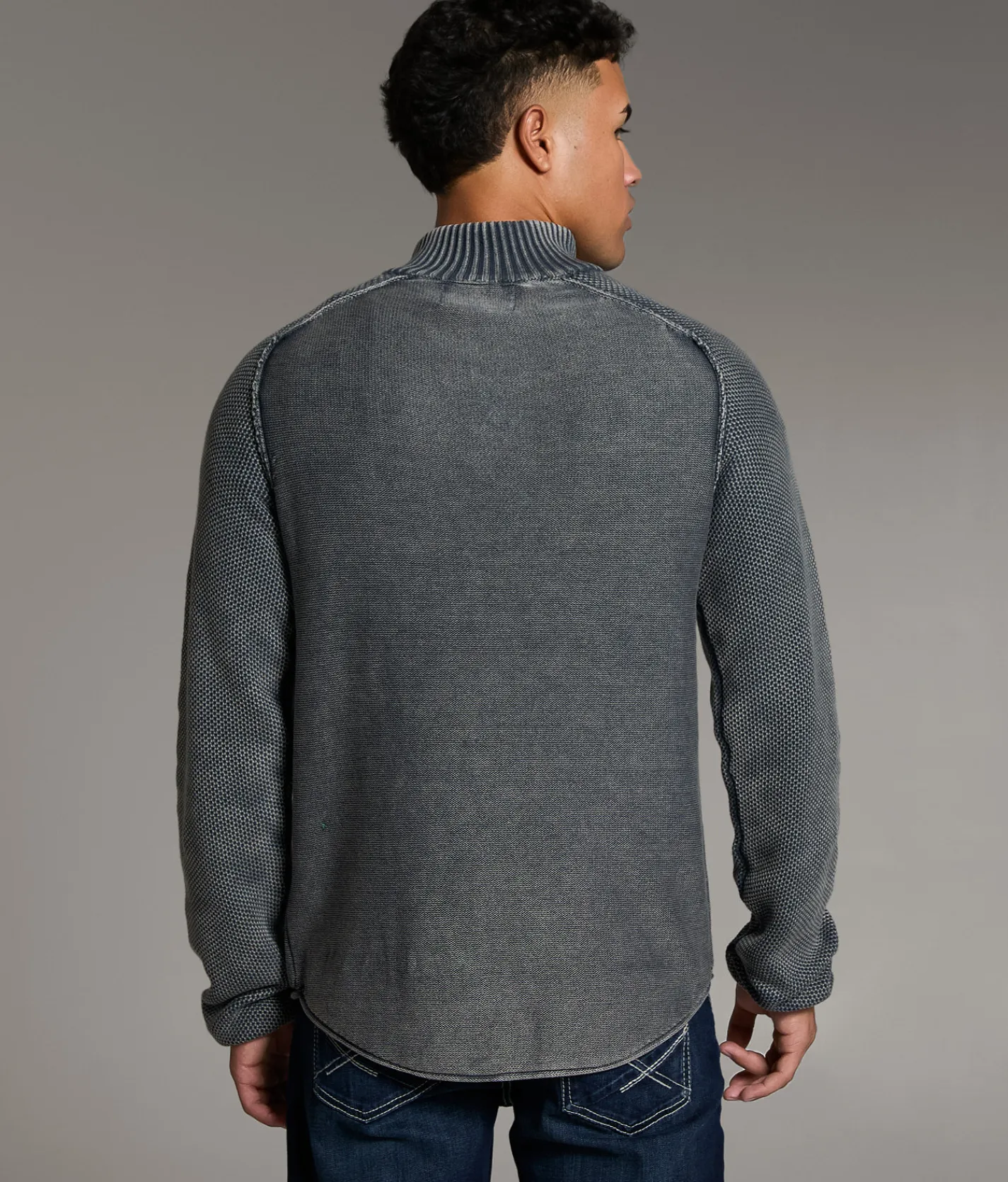 BKE Stonewash Quarter Snap Sweater Stratified Sea Outlet