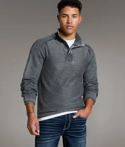 BKE Stonewash Quarter Snap Sweater Stratified Sea Outlet