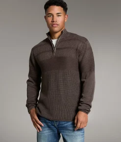 BKE Stonewash Quarter Zip Sweater Mole Clearance