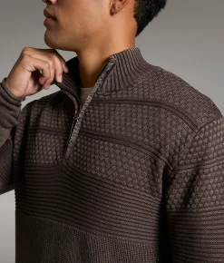 BKE Stonewash Quarter Zip Sweater Mole Clearance