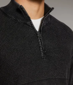 BKE Stonewash Quarter Zip Sweater White Black Hot