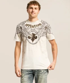 Tops|Graphic T-Shirts | Affliction Stone Wings T-Shirt Antique White