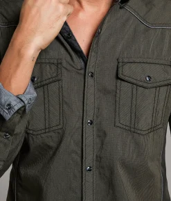 Tops | BKE Striped Athletic Shirt Olive
