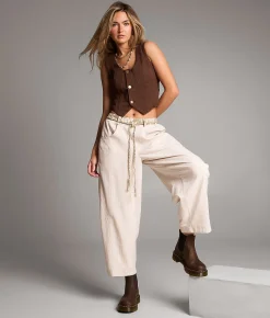 BKE Striped Barrel Pant White And Cream Stripe Outlet