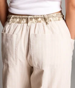 BKE Striped Barrel Pant White And Cream Stripe Outlet