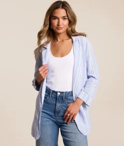Stoosh Striped Blazer Grey White Outlet
