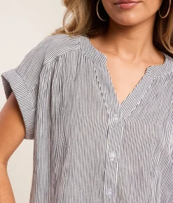 Blu Pepper Striped Blouse Champagne Discount