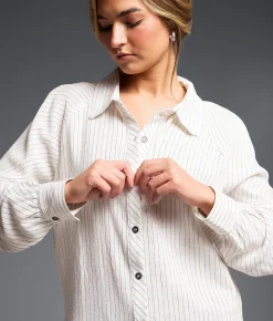 Tops | Buckle Black Striped Blouse White Black Stripe